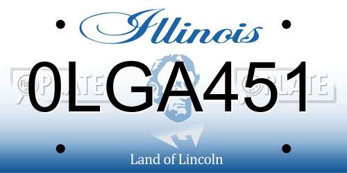 0LGA451 Illinois License Plate