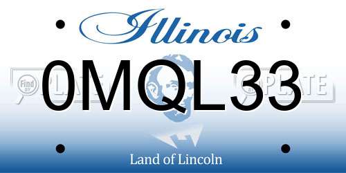 0MQL33 Illinois License Plate