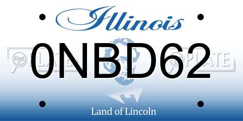 0NBD62 Illinois License Plate