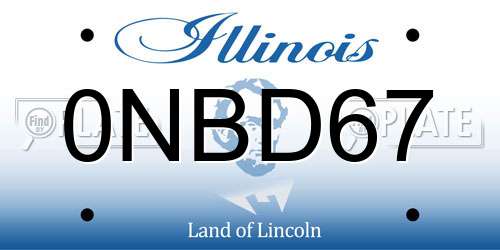 0NBD67 Illinois License Plate