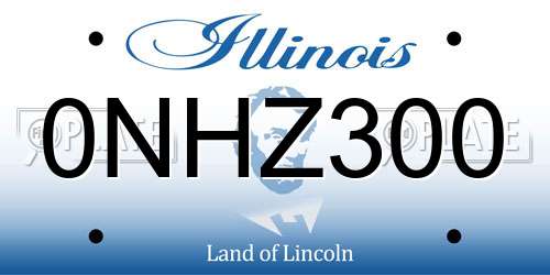 0NHZ300 Illinois License Plate