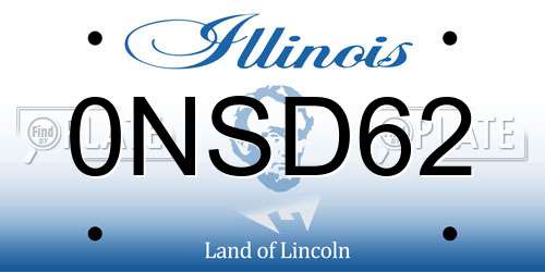 0NSD62 Illinois License Plate