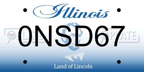 0NSD67 Illinois License Plate