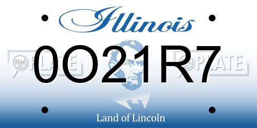 0O21R7 Illinois License Plate