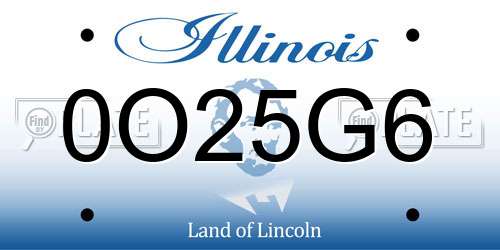 0O25G6 Illinois License Plate