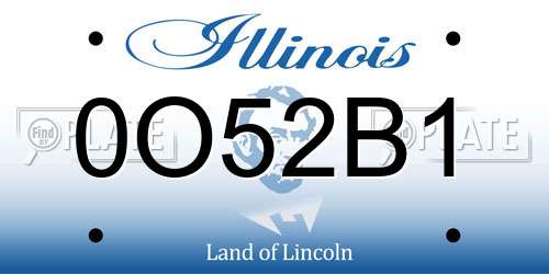 0O52B1 Illinois License Plate