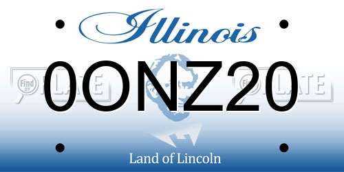 0ONZ20 Illinois License Plate