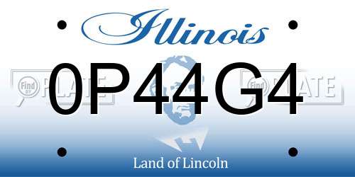 0P44G4 Illinois License Plate