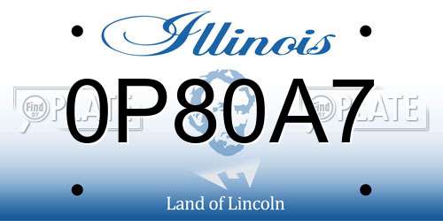 0P80A7 Illinois License Plate