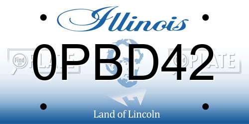 0PBD42 Illinois License Plate