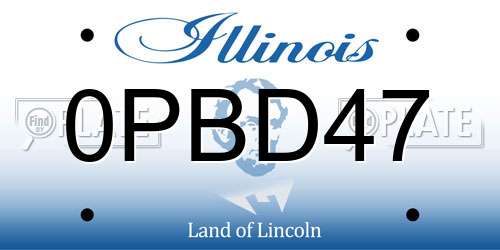 0PBD47 Illinois License Plate