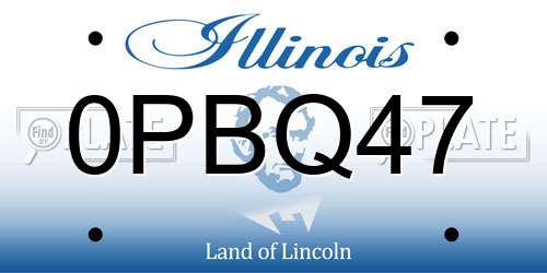 0PBQ47 Illinois License Plate