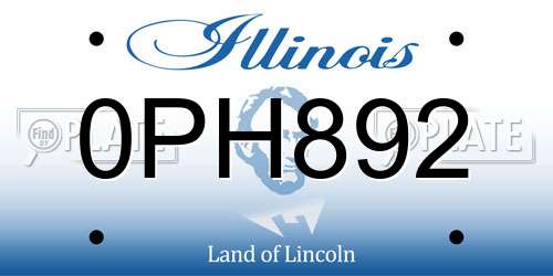 0PH892 Illinois License Plate