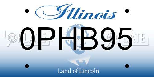 0PHB95 Illinois License Plate