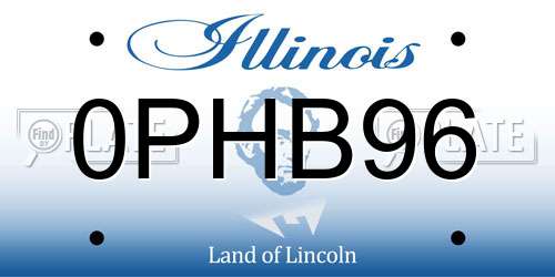 0PHB96 Illinois License Plate