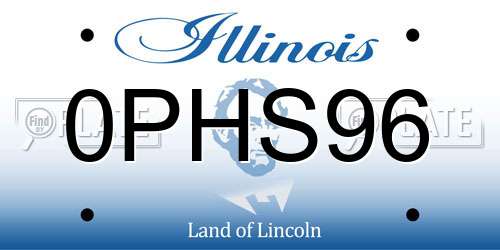 0PHS96 Illinois License Plate