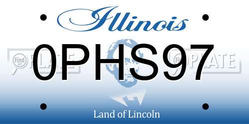 0PHS97 Illinois License Plate