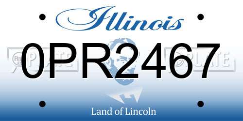 0PR2467 Illinois License Plate