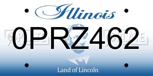 0PRZ462 Illinois License Plate