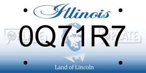 0Q71R7 Illinois License Plate