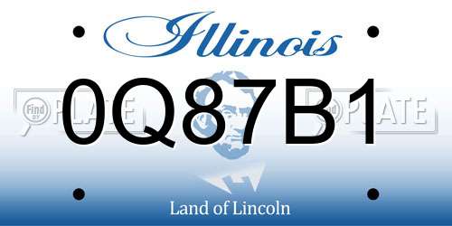 0Q87B1 Illinois License Plate