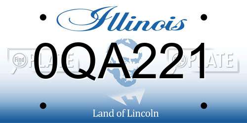 0QA221 Illinois License Plate