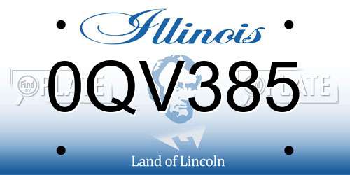 0QV385 Illinois License Plate