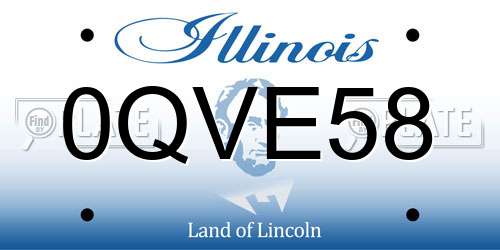 0QVE58 Illinois License Plate