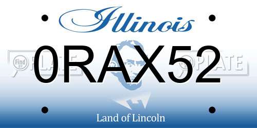 0RAX52 Illinois License Plate
