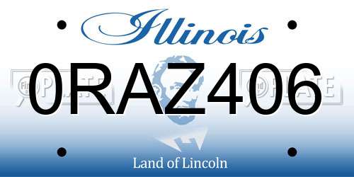 0RAZ406 Illinois License Plate