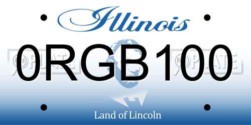 0RGB100 Illinois License Plate