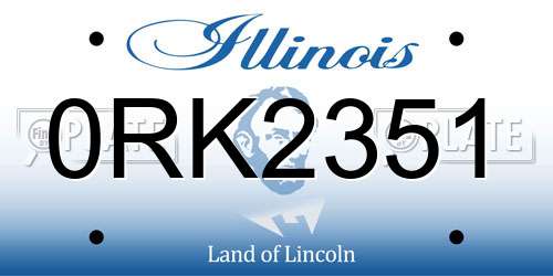 0RK2351 Illinois License Plate