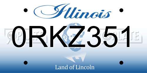 0RKZ351 Illinois License Plate