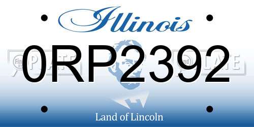 0RP2392 Illinois License Plate