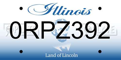 0RPZ392 Illinois License Plate