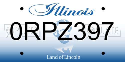 0RPZ397 Illinois License Plate