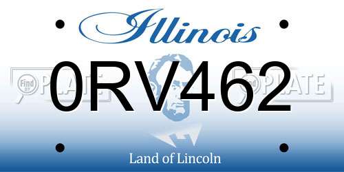0RV462 Illinois License Plate