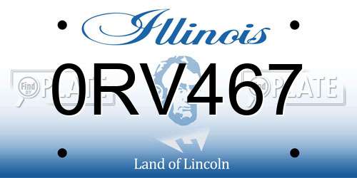 0RV467 Illinois License Plate