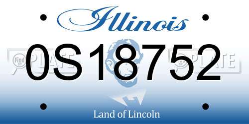 0S18752 Illinois License Plate