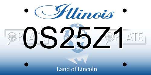 0S25Z1 Illinois License Plate