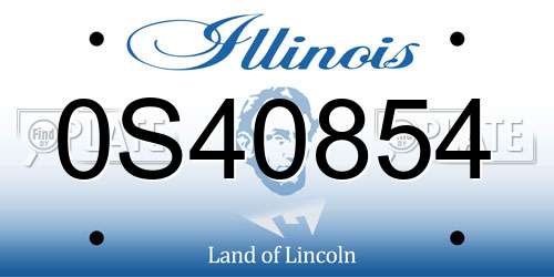 0S40854 Illinois License Plate