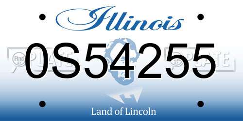0S54255 Illinois License Plate