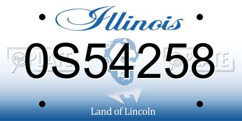 0S54258 Illinois License Plate