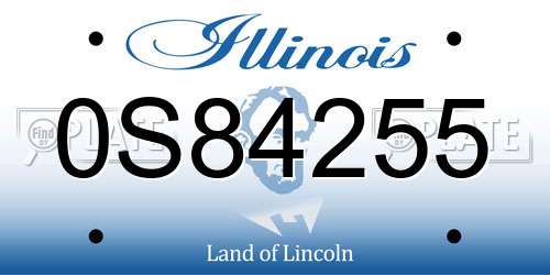 0S84255 Illinois License Plate