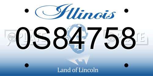 0S84758 Illinois License Plate