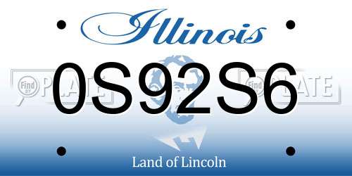 0S92S6 Illinois License Plate
