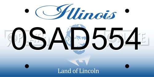 0SAD554 Illinois License Plate