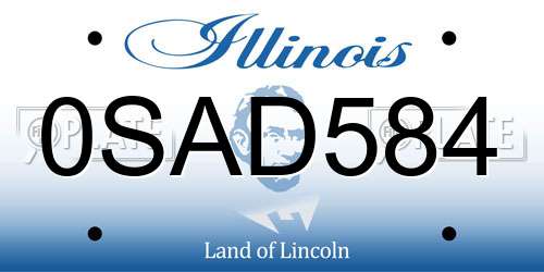 0SAD584 Illinois License Plate