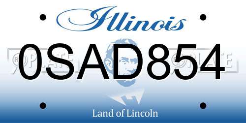 0SAD854 Illinois License Plate