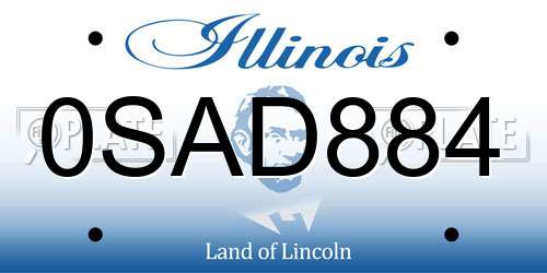 0SAD884 Illinois License Plate